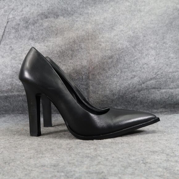 Reiss Shoes Women 38 Pump Heels Leather Pointed Toe Ada Court Career Party Black - Picture 16 of 16